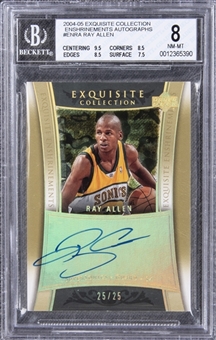 2004-05 UD "Exquisite Collection" Enshrinements Autographs #ENRA Ray Allen Signed Card (#25/25) – BGS NM-MT 8/BGS 10